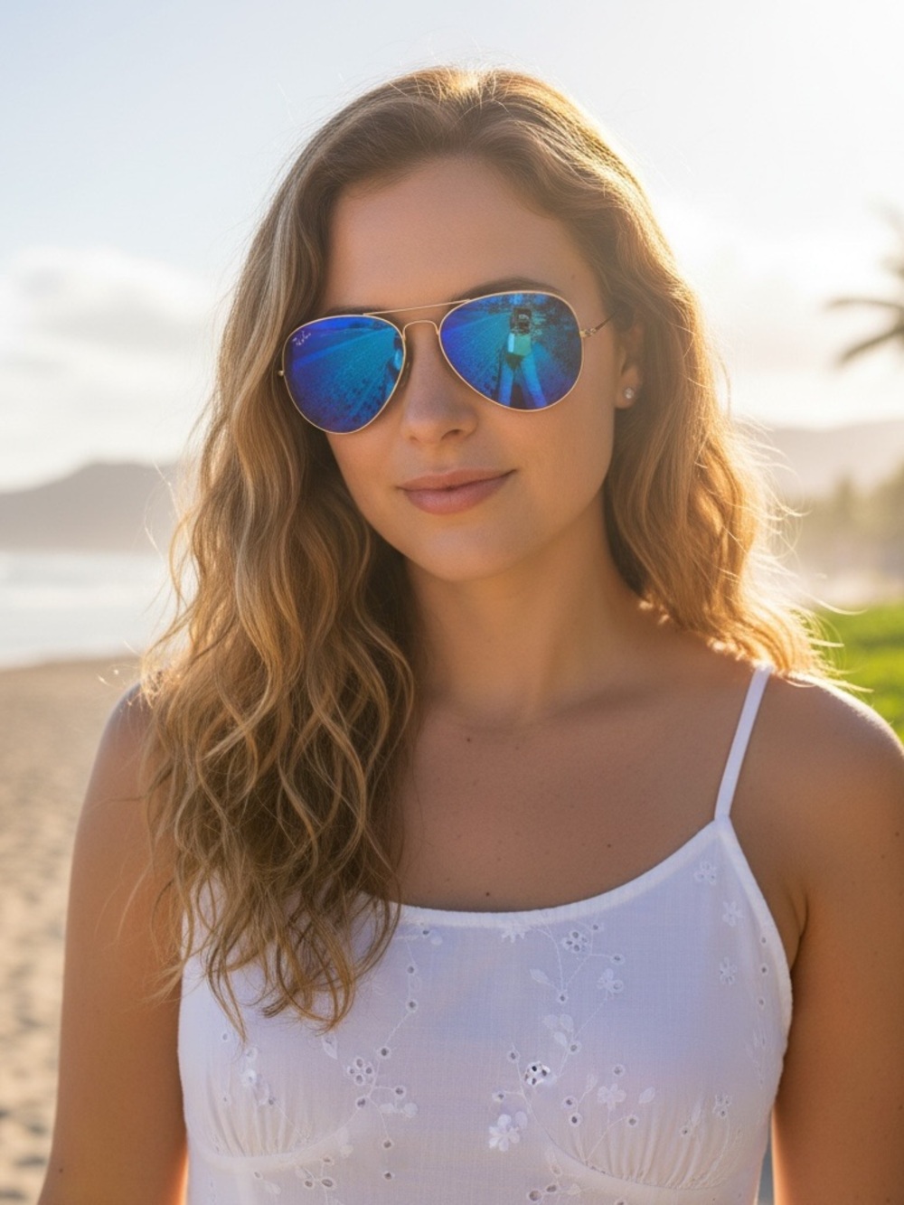 Ray-Ban Blue Mirrored Aviator Sunglasses